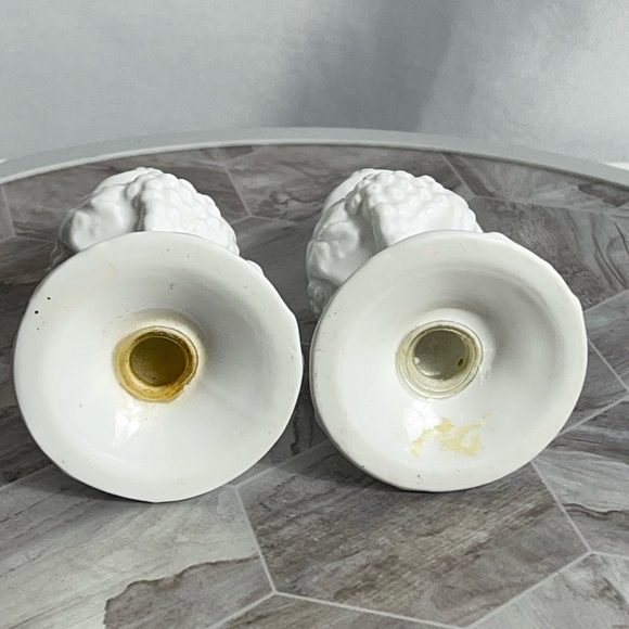 Vintage White Porcelain Grapevine Salt and Pepper Shakers 5.5” Tall Pair - Picture 3 of 7